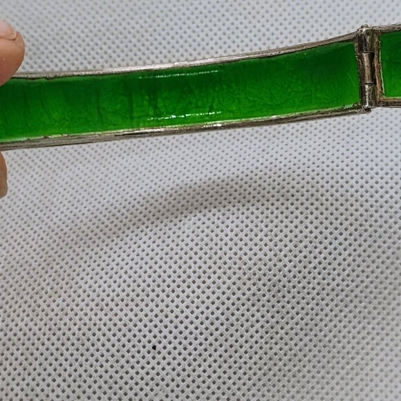 Vtg Rajasthani India Cloisonne Enamel Elephant Bangle Bracelet Sterling Silver - Picture 7 of 9